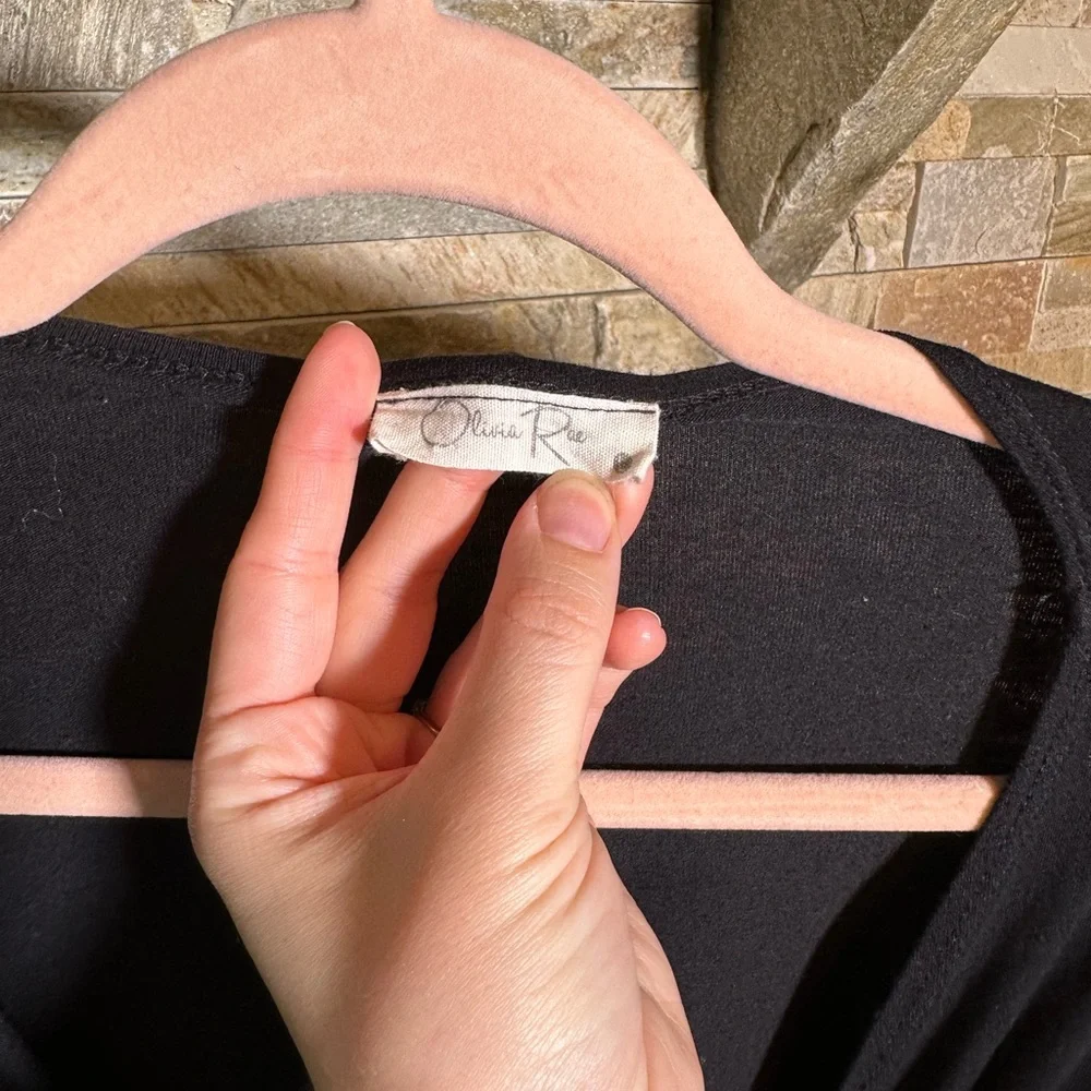 Olivia Rae Black Soft Flowy Front-Tie Cardigan - Casual & Cute! - Picture 5 of 9